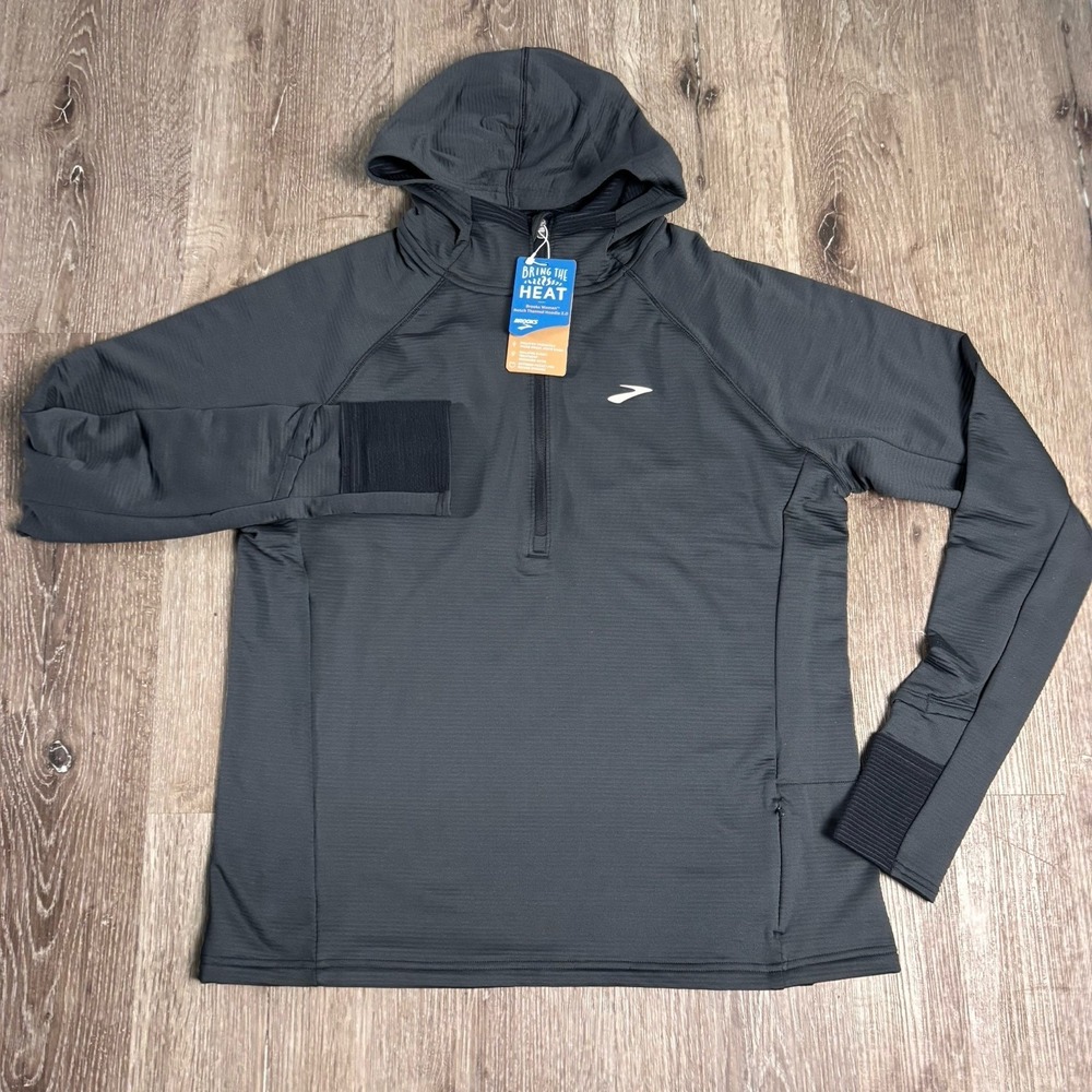 Brooks Notch Thermal Hoodie 2.0 Women's XL Black Stretch 1/4 Zip 22156800 NEW